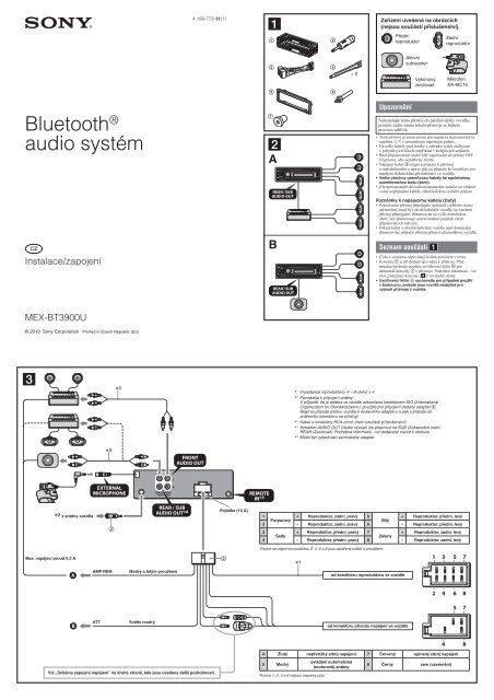 Sony MEX-BT3900U - MEX-BT3900U Guida di installazione Ceco