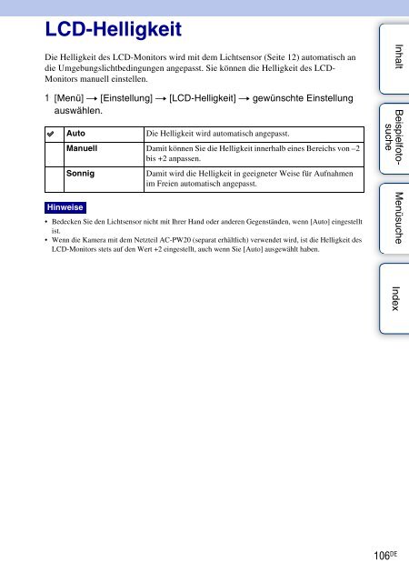 Sony NEX-5K - NEX-5K Guide pratique Allemand