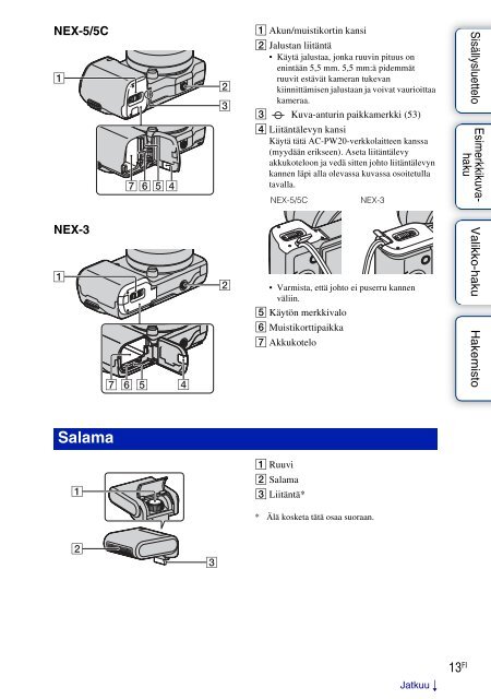 Sony NEX-5K - NEX-5K Guide pratique Finlandais