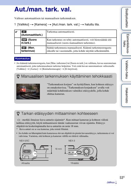 Sony NEX-5K - NEX-5K Guide pratique Finlandais