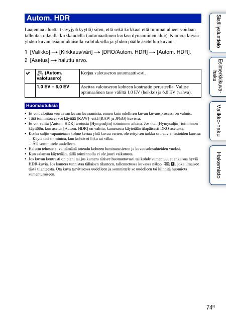 Sony NEX-5K - NEX-5K Guide pratique Finlandais