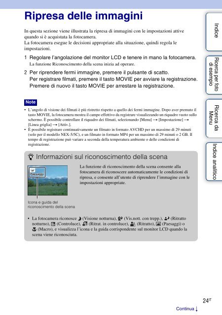 Sony NEX-5K - NEX-5K Guide pratique Italien