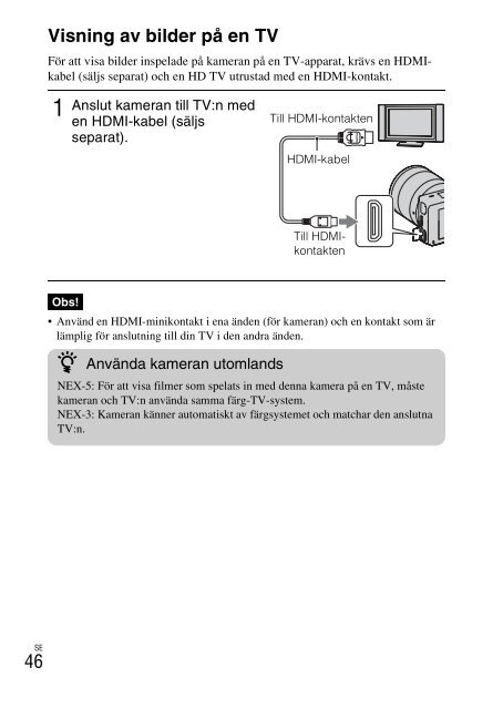 Sony NEX-5K - NEX-5K Consignes d&rsquo;utilisation Su&eacute;dois