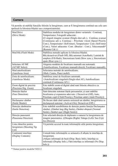 Sony NEX-5K - NEX-5K Mode d'emploi Roumain