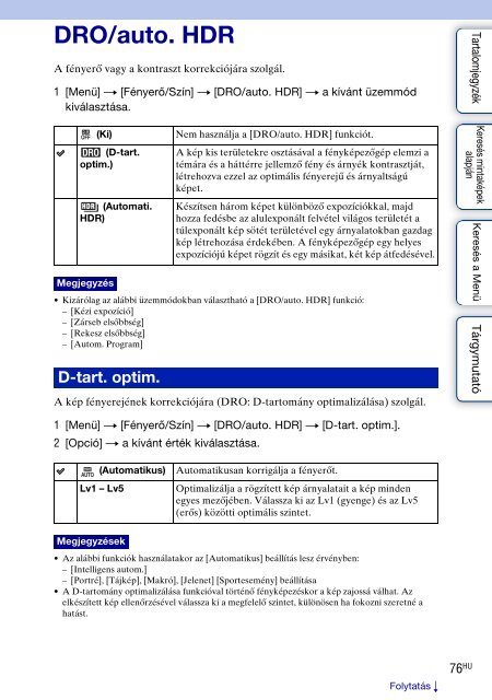 Sony NEX-5K - NEX-5K Guide pratique Hongrois