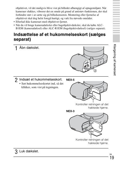 Sony NEX-5K - NEX-5K Mode d'emploi Danois