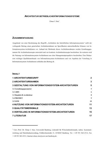 4 Nutzung von Informationssystem-Architekturen - Lehrstuhl für ...