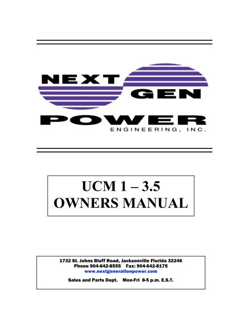 ucm 1 – 3.5 owners manual - Next Generation Power Engineering Inc.