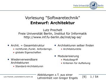 Entwurf: Architektur - Freie Universität Berlin