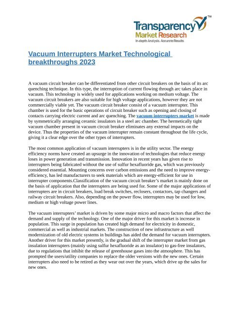 vacuum interrupters market