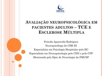 Aula_Aval. neurop. no adulto TCE e Esclerose M- ¢Ãºltipla