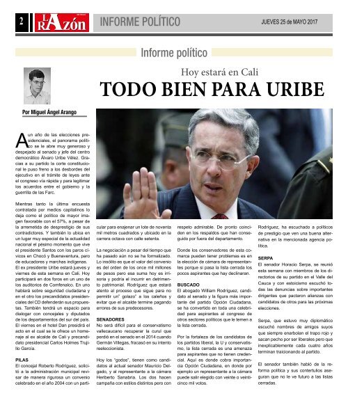 Diario La Razón jueves 25 de mayo de 2017