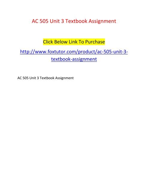 AC 505 Unit 3 Textbook Assignment