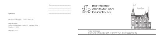 mannheimer architektur- und bauarchiv e.v. archiv - Stadtarchiv ...