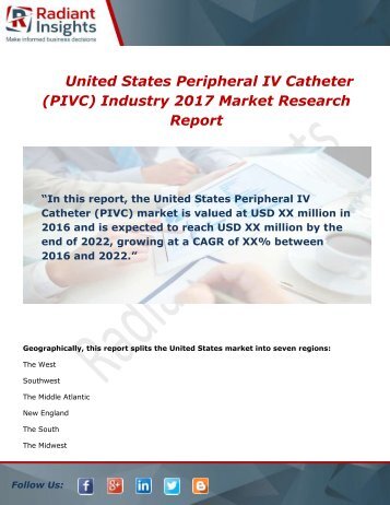 United States Peripheral IV Catheter (PIVC) Market Trends and Competitive Landscape 2017-2021