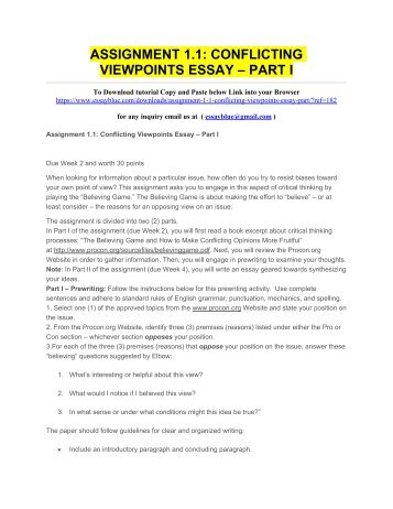 Assignment Conflicting Viewpoints Essay Part I Science Essays also How To Write A Research Essay Thesis Best Business School Essays