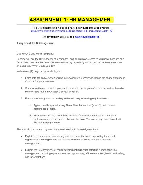 hr assignment pdf