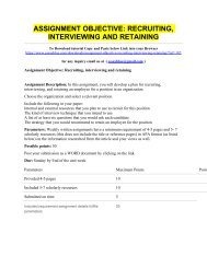 ASSIGNMENT OBJECTIVE RECRUITING, INTERVIEWING AND RETAINING