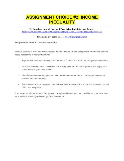 income inequality assignment