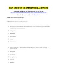 BAM 421 UNIT 3 EXAMINATION ANSWERS