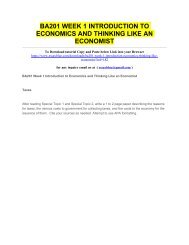 BA201 WEEK 1 INTRODUCTION TO ECONOMICS AND THINKING LIKE AN ECONOMIST