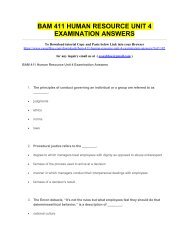 BAM 411 HUMAN RESOURCE UNIT 4 EXAMINATION ANSWERS