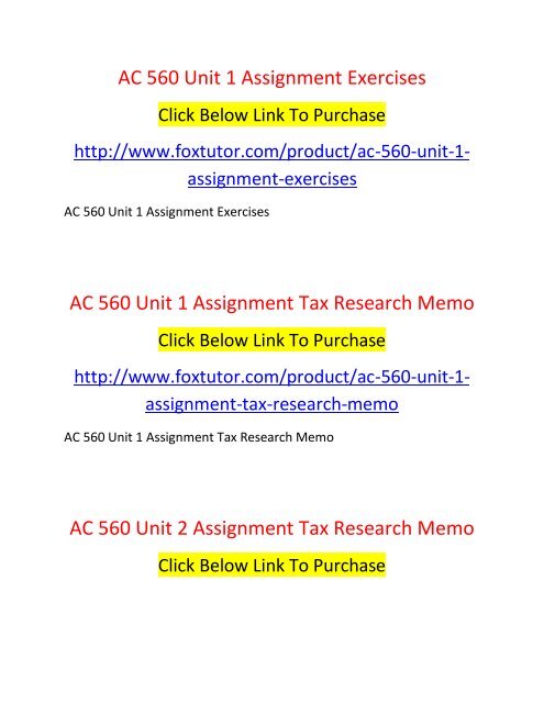 AC 560 All Assignments
