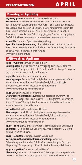 Schwaneweder Rundblick Frühjahr 2017