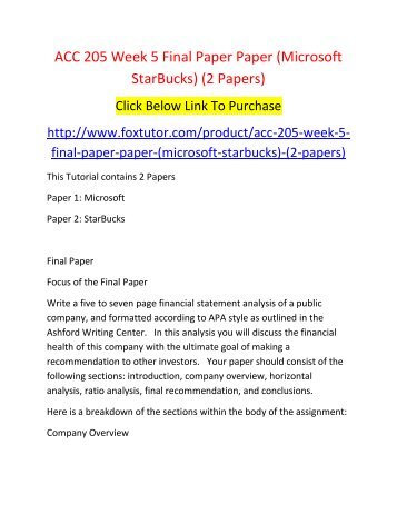 acc 205 week 5 final paper paper microsoft starbucks 2 papers