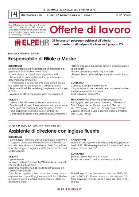 ELPE NEWS - MARZO/APRILE 2017