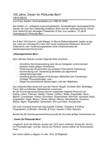 Die Vereinsgeschichte herunterladen und drucken - Pilzverein Bern