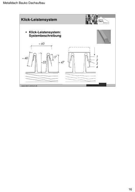 Metalldach Bauko Dachaufbau - Notiz - Deutsches Dach-Zentrum