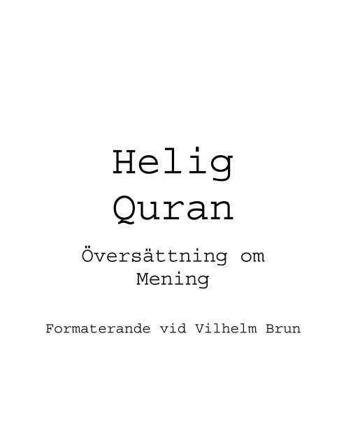 Swedish translation of the Quran