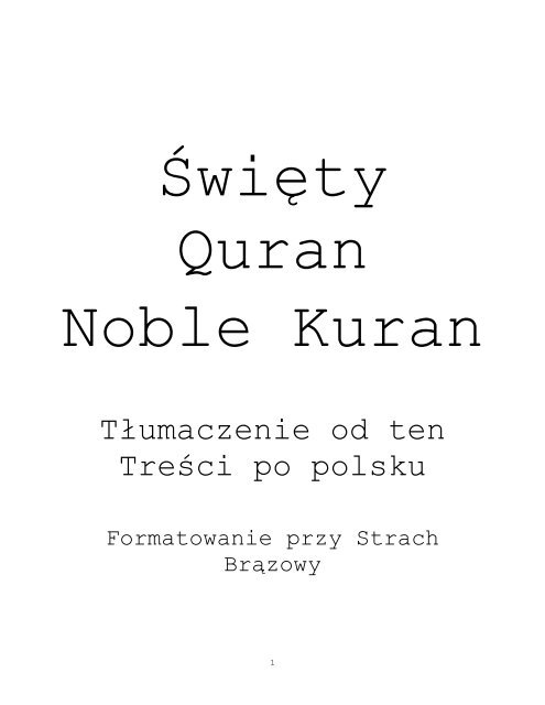 Polish translation of the Quran