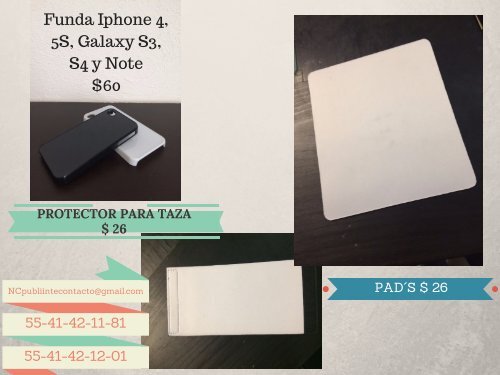 N&C Catálogo credencial, protectores celulares, tazas y pad´s.
