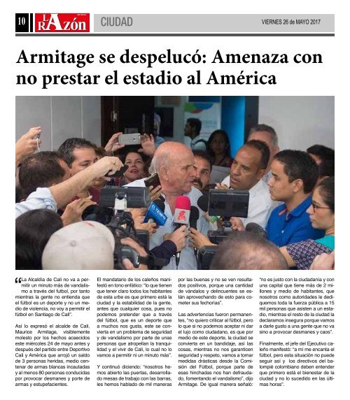 Diario La Razón viernes 26 de mayo de 2017