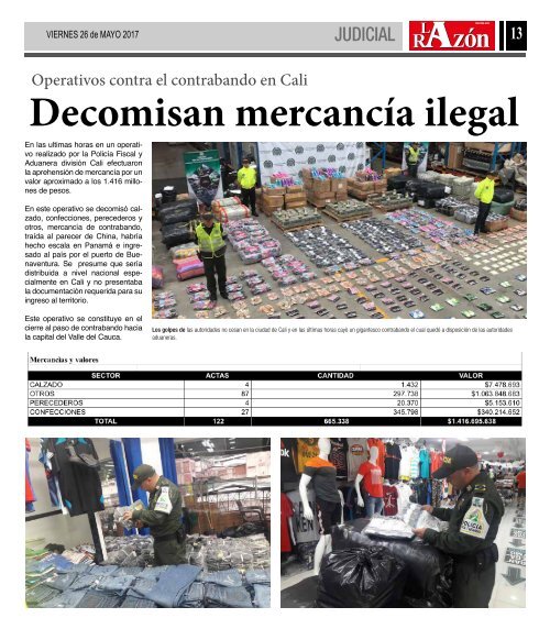 Diario La Razón viernes 26 de mayo de 2017