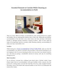 Essential Elements to Consider While Choosing an Accommodation in Perth