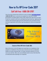 How To Fix HP Error Code 301 Call 1-800-281-3707