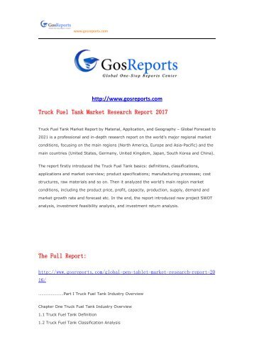 Truck Fuel Tank Market Research Report 2017