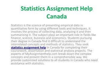 Statistics Assignment Help Canada