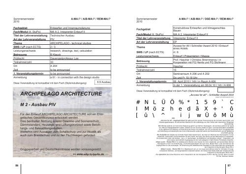 ARCHIPELAGO ARCHITECTURE M 2 - Architektur TU Berlin