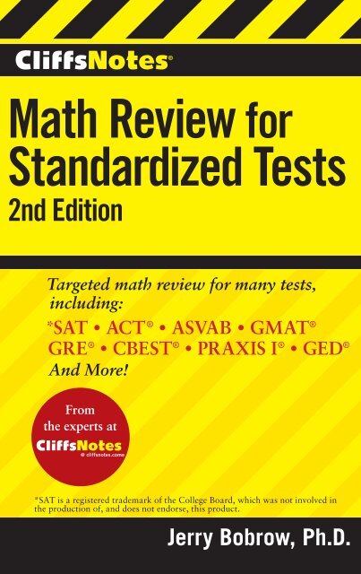 Cliffsnotes Math Review For Standardized Tests 2nd Edition