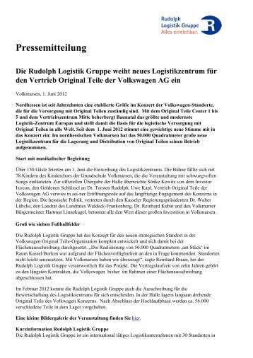 Pressemitteilung Die Rudolph Logistik Gruppe weiht neues ...