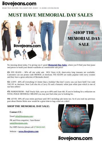 Must have memorial day sales - ilovejeans.com