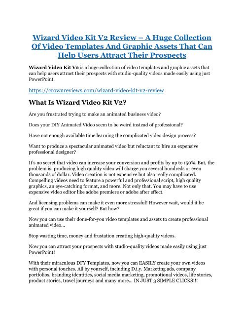 Wizard Video Kit V2 REVIEW & Wizard Video Kit V2 (SECRET) Bonuses