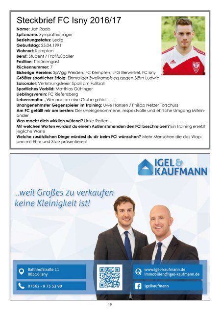 12. Ausgabe Stadionzeitung 2016/17