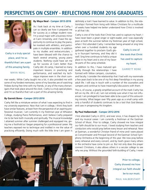 Csehy News & Notes (Volume 9, Issue 2 - Fall 2016)