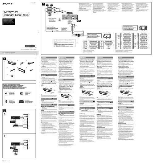 Sony CDX-GT264MP - CDX-GT264MP Guide d'installation