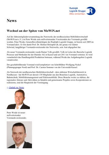 News Wechsel an der Spitze von MoWiN.net - Rudolph Logistik ...